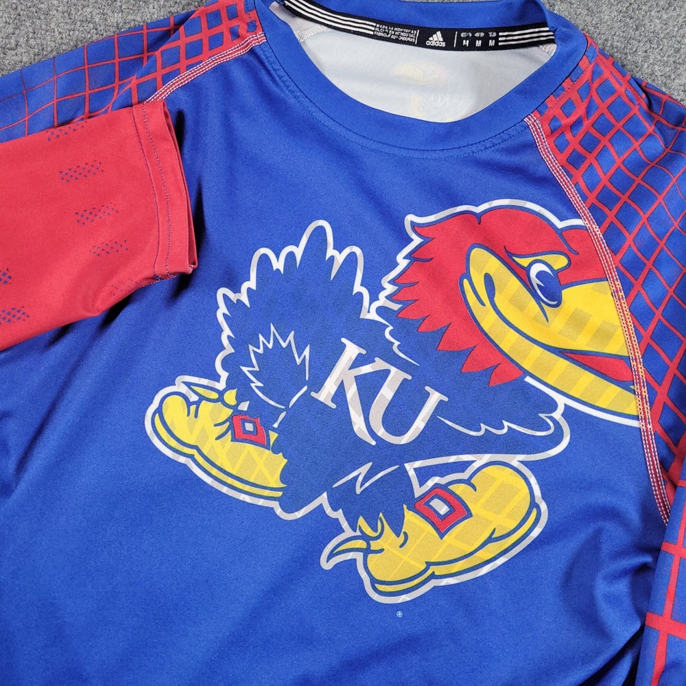 Kansas Jayhawks Adidas Shirt Mens Royal Blue Long Sleeve Climalite Performance